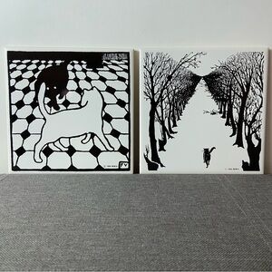 MMA Metropolitan Museum of Art Ceramic Cat Tile Trivets Wall Art 1994 Set of 2